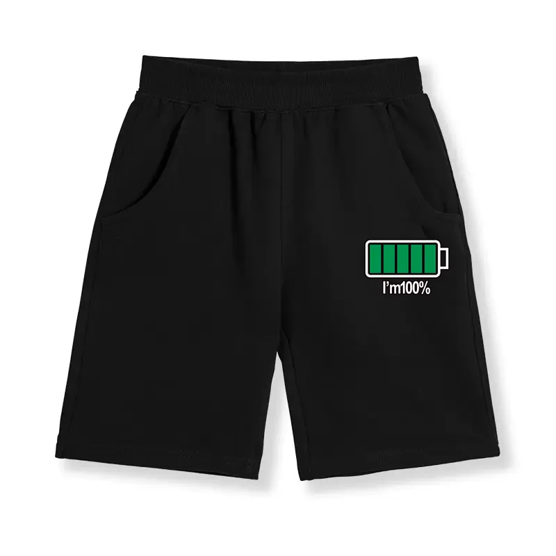 Summer Children Sports Shorts 3-13T for Boys Battery Energy Guard Sweatpants Cotton Print Bottom kids shorts
