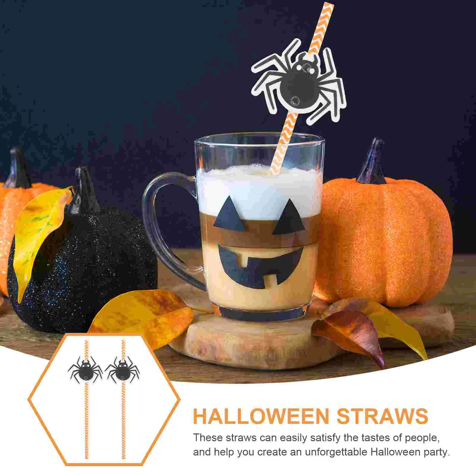24 Pcs Spider Straw Inserts Halloween Party Supplies Drinking Straws Paper Decorations Cake Photo Props Unique Fun Accessories