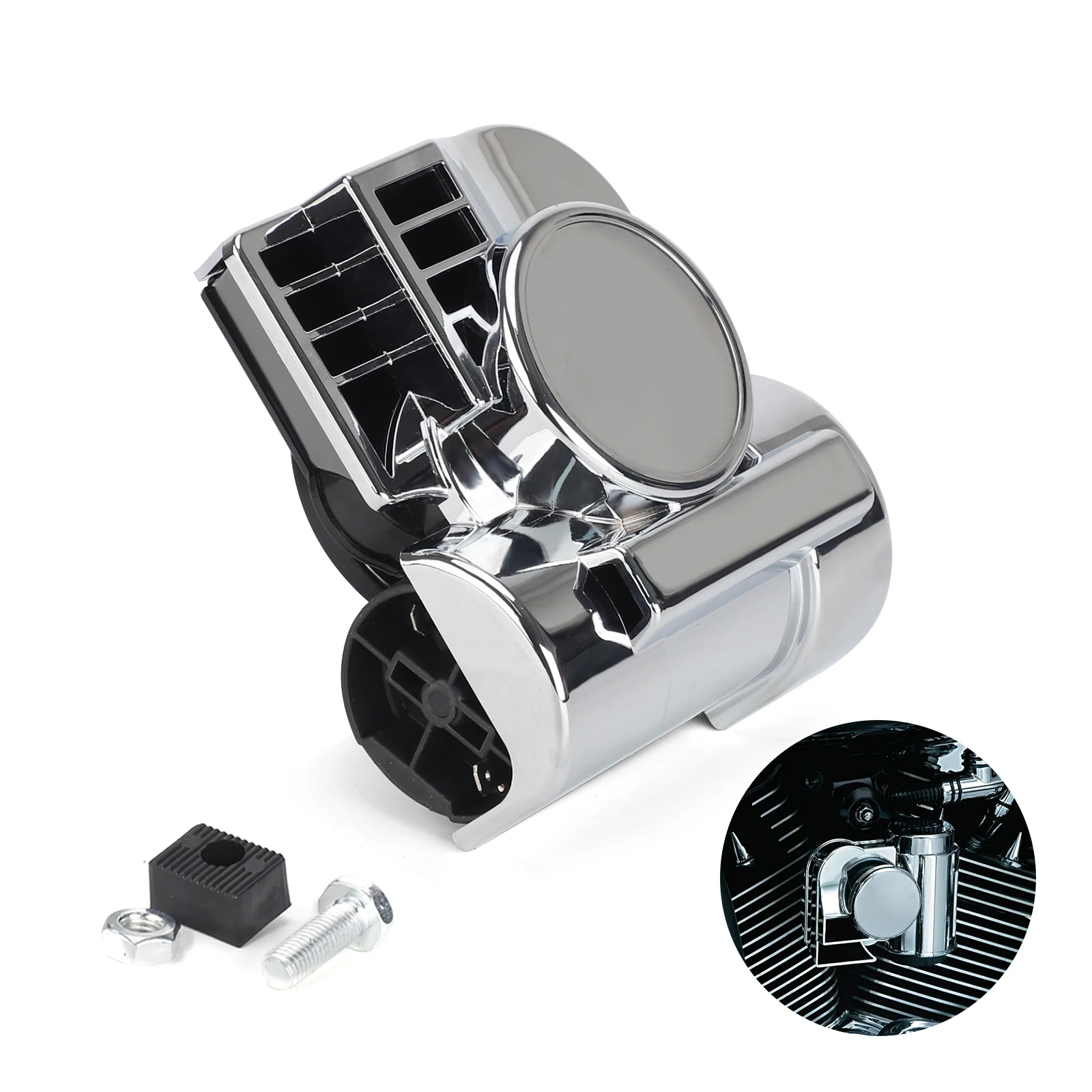 Universal 12V 150DB Horns Loud Powerful Dual-Tone Compact Electric Air Horn for Motorcycles Cars Boats ATV Chrome