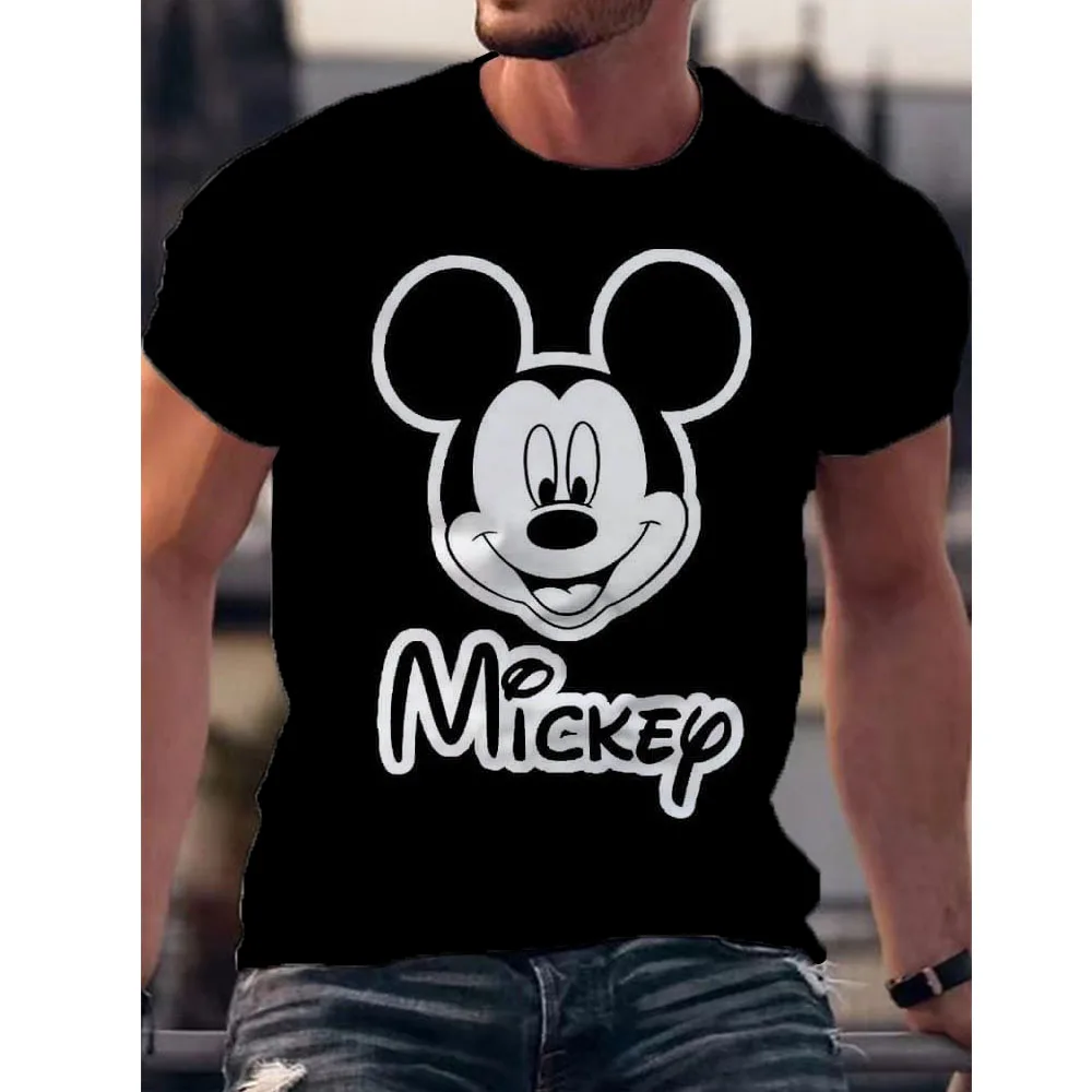 Men's T-Shirt Disney Mickey Mouse Print Short Sleeve T-Shirt Personality Oversized Shirt T-Shirt Street Men's Fitness Xs-5Xl