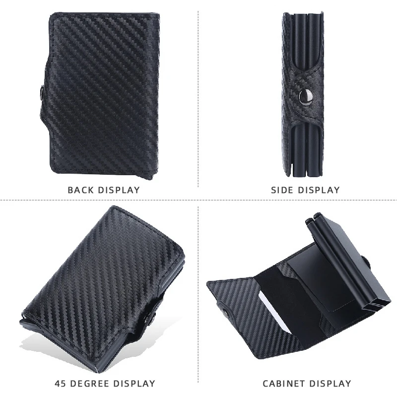Carbon Fiber Anti Rfid Credit Card Holder Mens Double Cardholder Case Wallet Metal Business Bank Creditcard Minimalist Wallet credit card holder