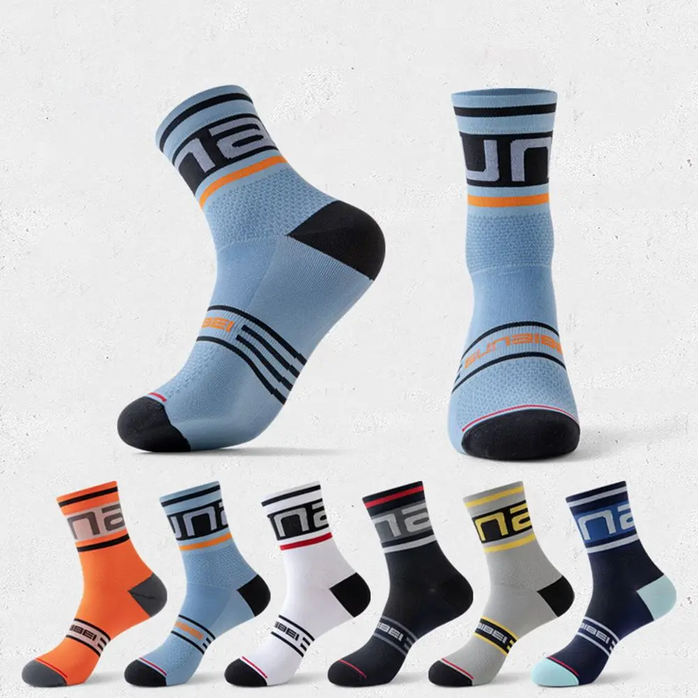 

Nylon High Elasticity Mid Tube Socks Stripe Cycling Socks Sports Compression Socks Football Stockings Men Women Socks