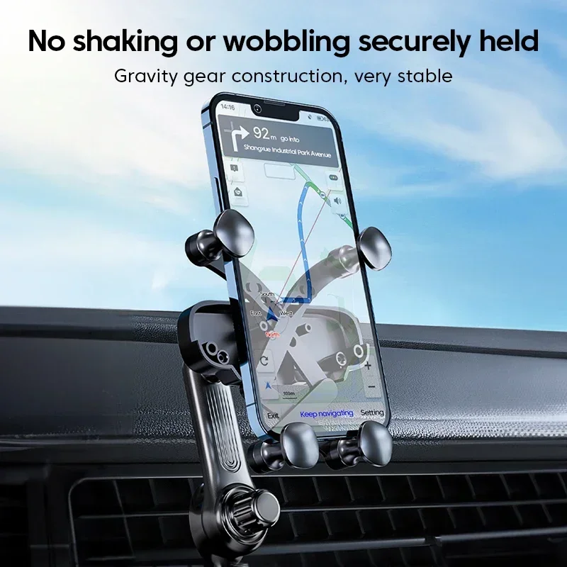 phone holder 360&deg; Rotation Gravity Car Phone Holder Air Vent Clip Navigation Stand Telescopic Air Outlet Phone Support 4.7-7 inc
