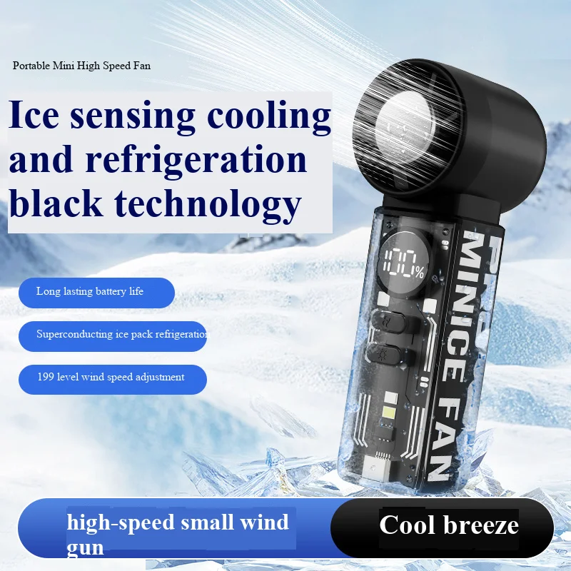 Ice Cooling High Speed Semiconductor Handheld Fan With Display_voghion.com