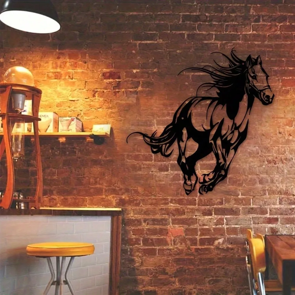 Elegant Black 3D Horse Metal Wall Art - Modern Farmhouse Décor