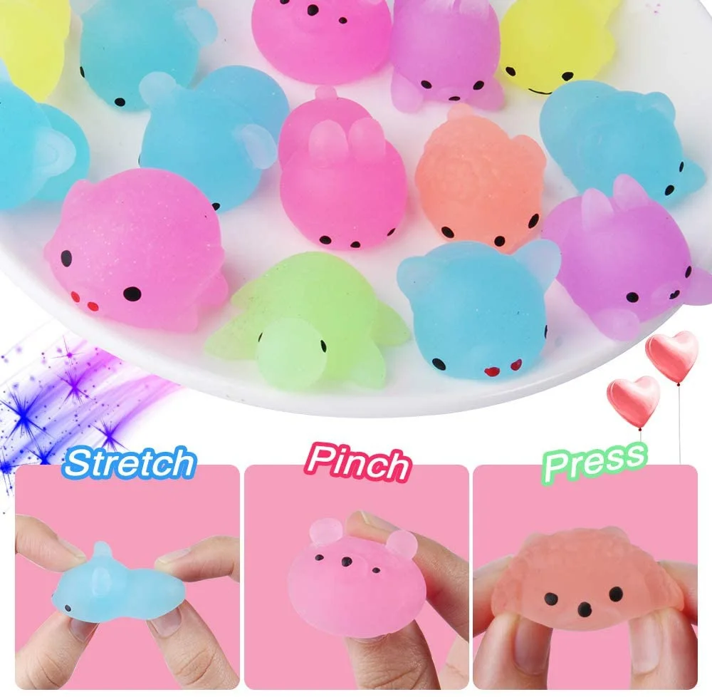 6/12/18 Pcs Luminous Mochi Squishies, Mochi Squishy Animals Stress Toys, Mini Stress Relief Toys Mochi Animals Toys Kawaii 2