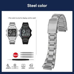 Stainless Steel Watch Case with Waterproof Ring - Black/Silver Finish (Silver strap)