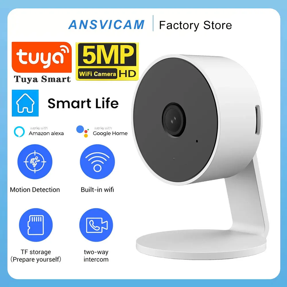 ANSVICAM Tuya Smart 5MP Wifi Indoor Home Security Camera 1080P 4X Zoom IP Camera Two-way Audio Human Body Detection Baby Monitor 3