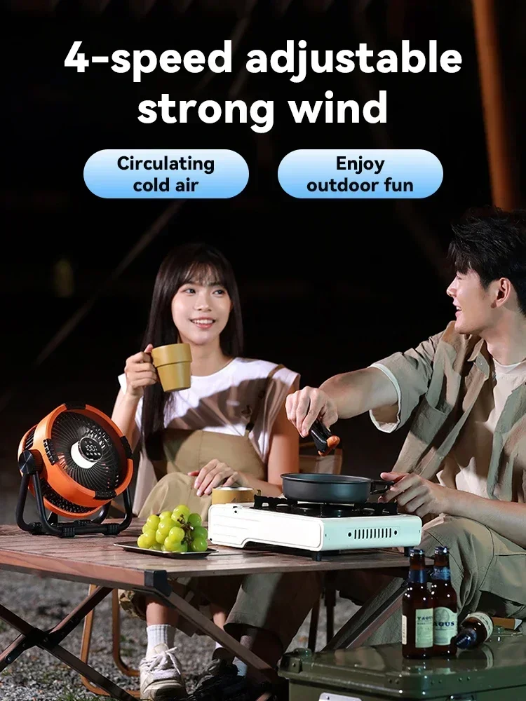 Multifunctional Outdoor Camping Fan Light 20000mAh Rechargeable Ceiling Fan with 3-speed Night Light and Power Bank Portable Fan