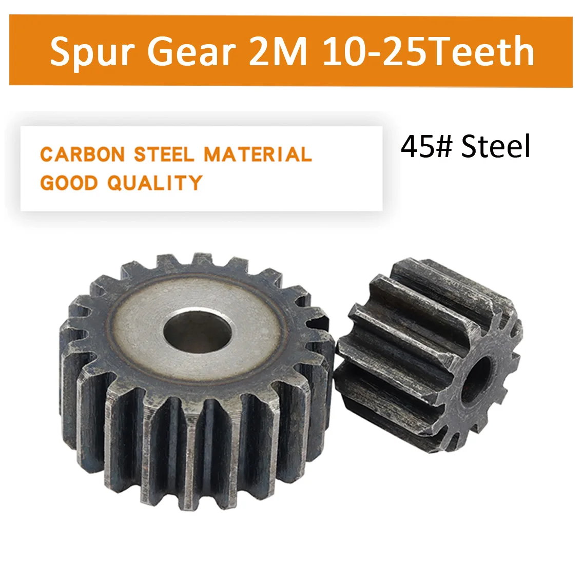M2 45# Steel Cylindrical Gear 10T/11T/12T/13T/14T/15T/16T/17T/18T/19T/20T/21T/22T/23T/24T/25T Metal Pinion Chain Pitch 6.28mm