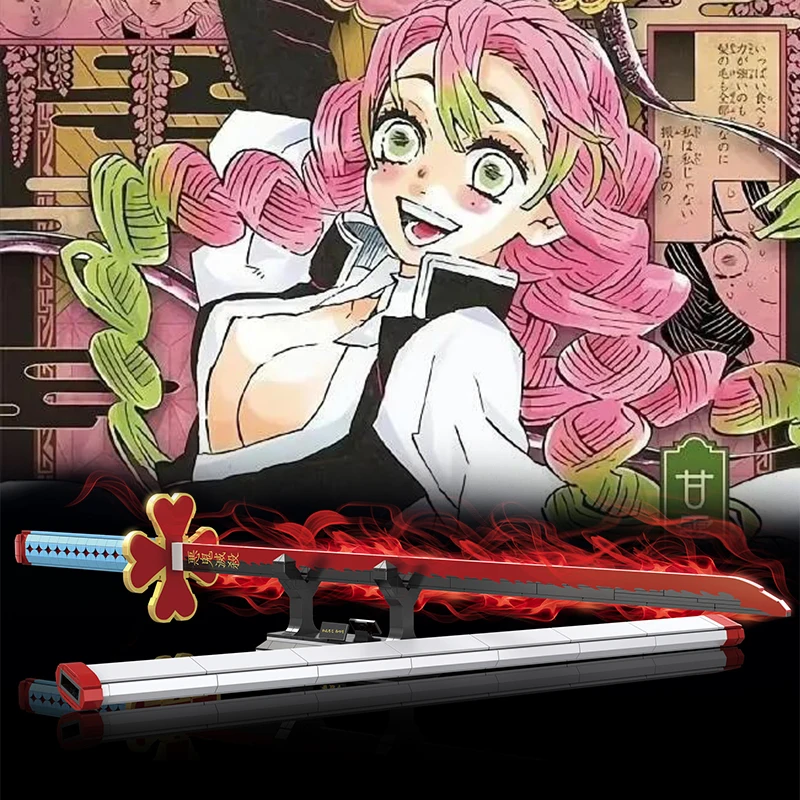 Anime Demon Slayer Kanroji Mitsuri Ninja Sword Building Blocks Blade 