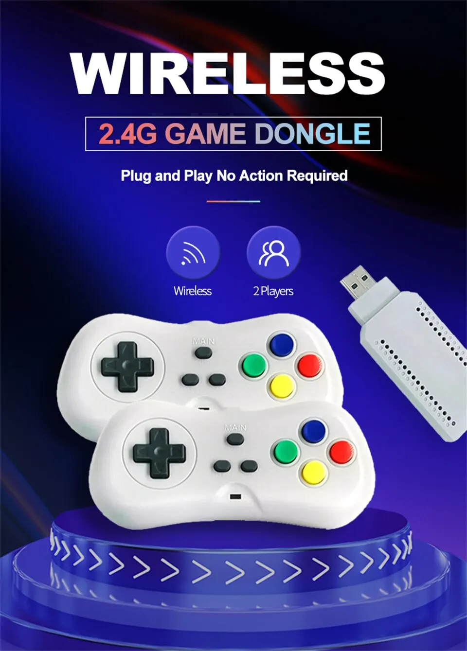 New 2024 YLW WG02 Game Console Stick Embedded 620 Games 2.4G Wireless Controller