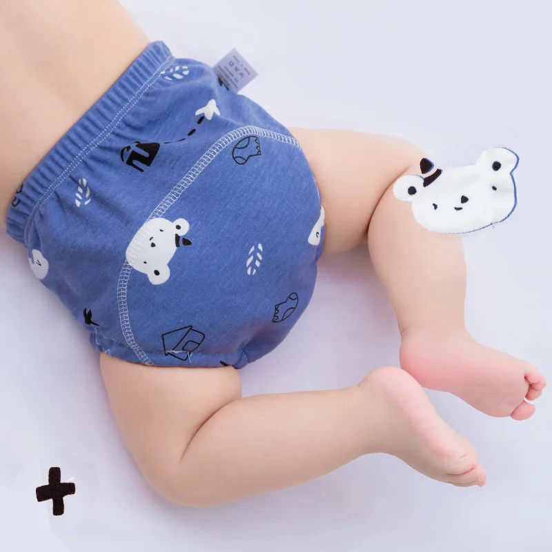 Newborn Cartoon Baby Cotton Training Cloth Diaper Underwear Pant Reusable Washable Infant Nappies Child Learning Panties 6 Layer cloth diapers