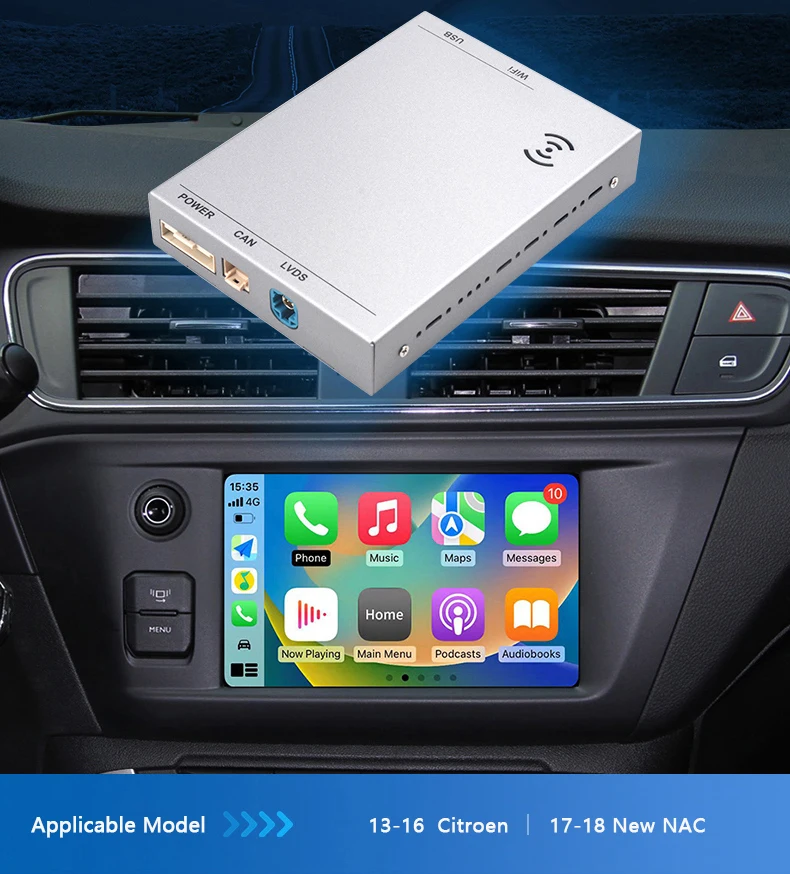 Apple Carplay for Peugeot 208 SMEG3.0 Wireless Android Front and Rear  Camera Interface Airplay Screen Mirroring Receiver