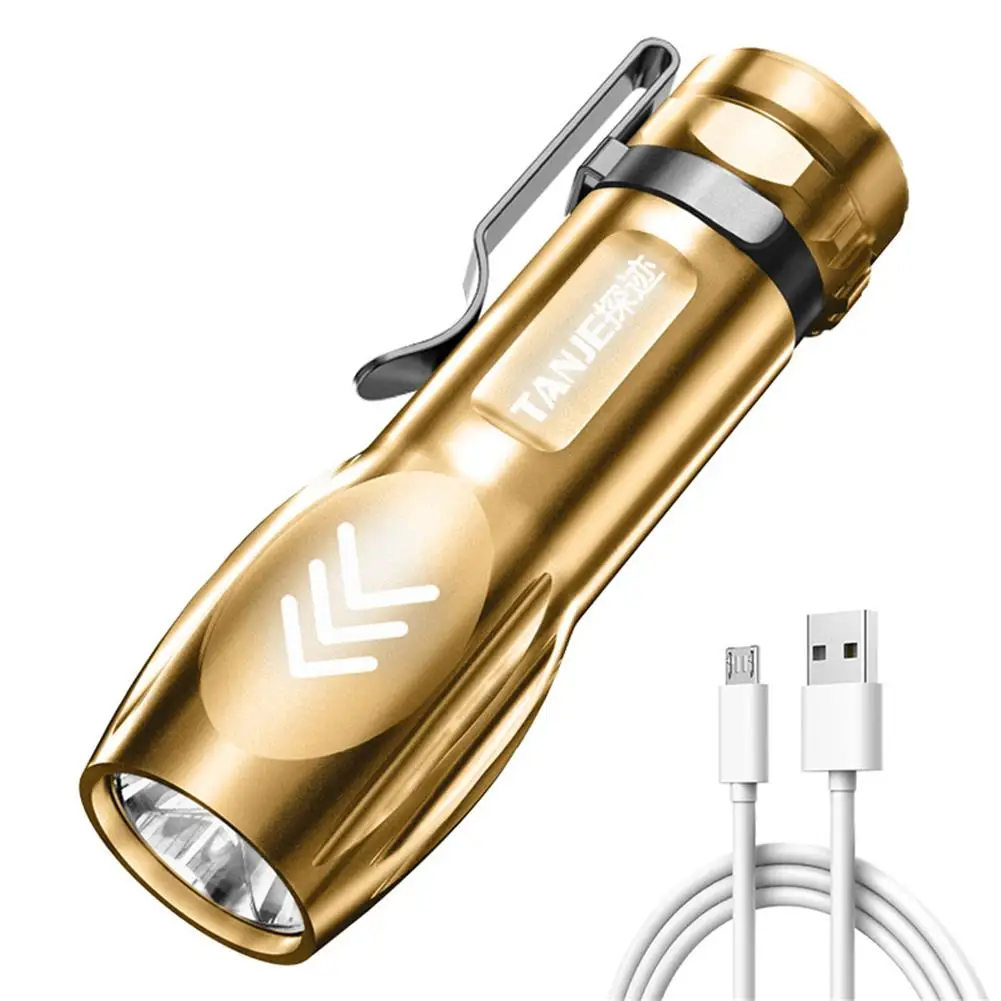 

Led Mini Flashlight Portable Waterproof Usb Rechargeable Strong Light Torch Usb Hand Lantern With Belt Clip