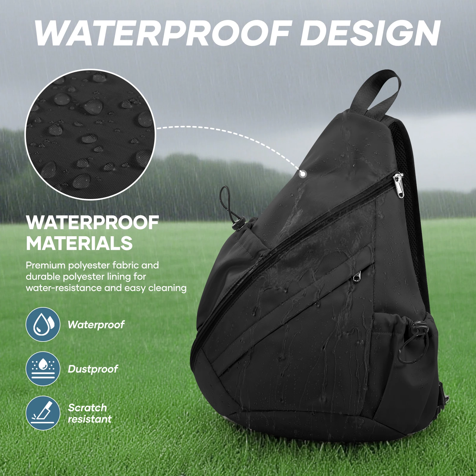 Pickleball Bag Sling Bags for Women Men- Turnable Crossbody Sling Backpack for Pickleball Paddle, Tennis, Pickleball Sticks Bags