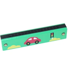 

Children's Painted Harmonica Double Row 16 Holes Wooden Mouth Organ Kids Music Instrument Educational Toy Gift