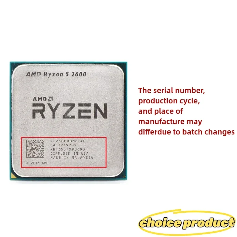 AMD Ryzen 5 2600 R5 2600 6코어 12스레드 AM4 DDR4 데스크탑 CPU (B450 X470 마더보드 업그레이드 PC 조립용)