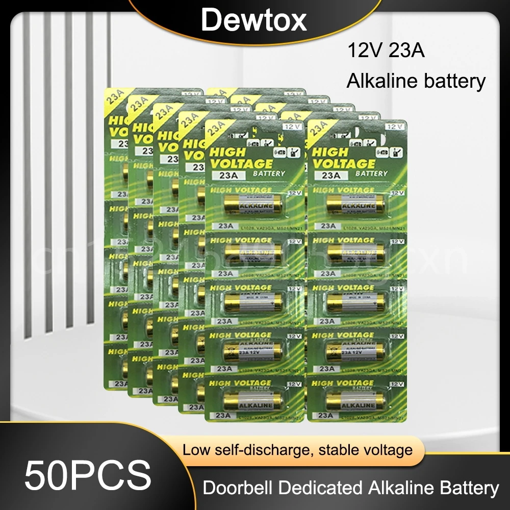 50 Pz 12V Batteria Alcalina A23 23A 23Ga A23S E23A El12 Mn21 Ms21 V23Ga L1028 Gp23A Lrv08 Per Telecomando Campanello Cella A Secco