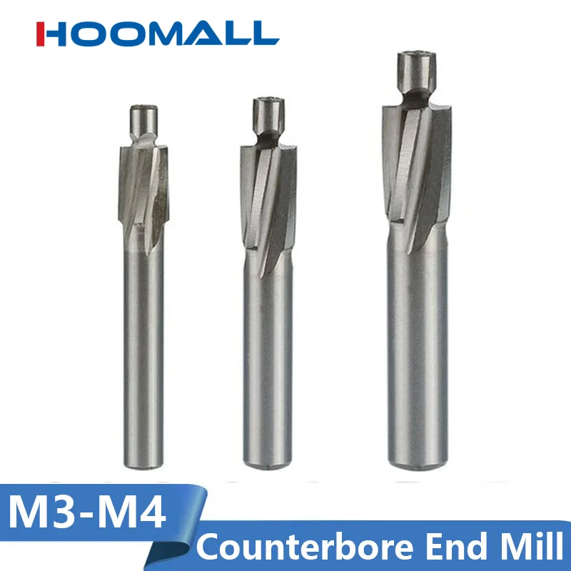 M3 M4 End Mills Counterbore End Mill Pilot Slotting Tool New