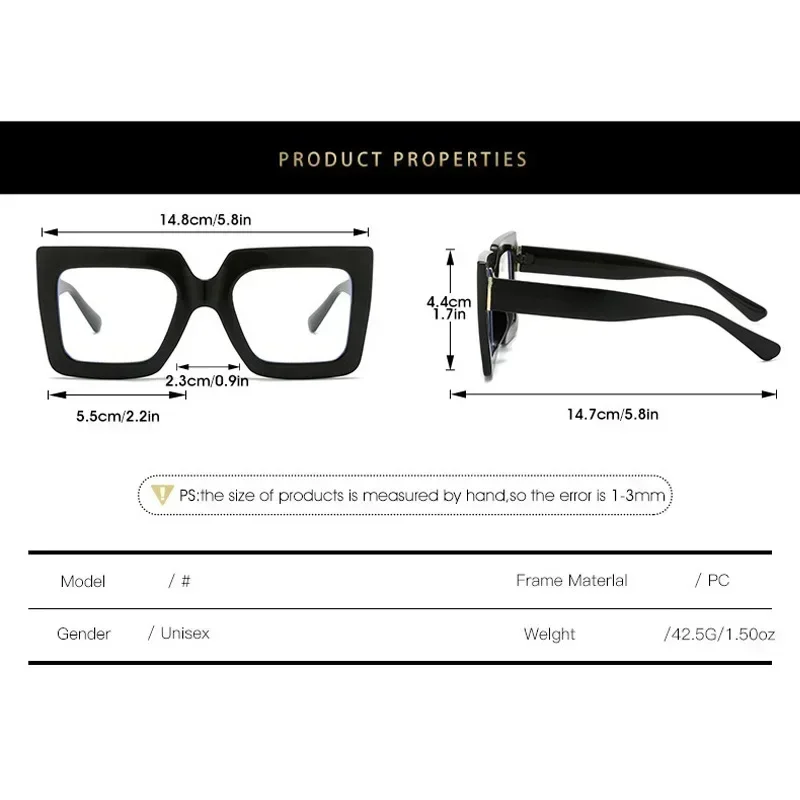 Luxury Designer Oversized Vintage Square Reading Sunglasses