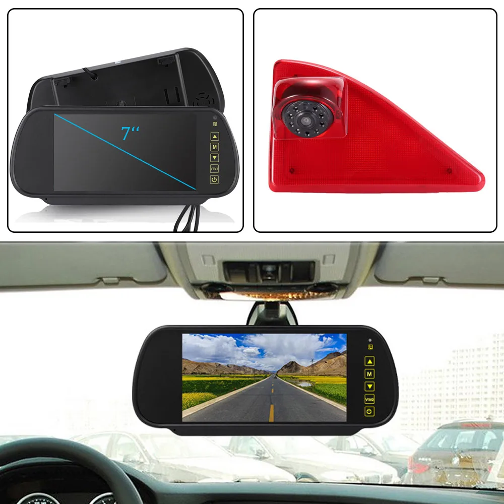 

Navinio CCD Chip Car rear view Camera+7"Mirror for Opel / Vauxhall Movano ab 2010 Bus brake stop lamp light