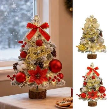 17.7in Christmas Tree Mini Christmas Tree Table Ornaments Christmas Atmosphere Gifts With Lights Christmas Party Decoration