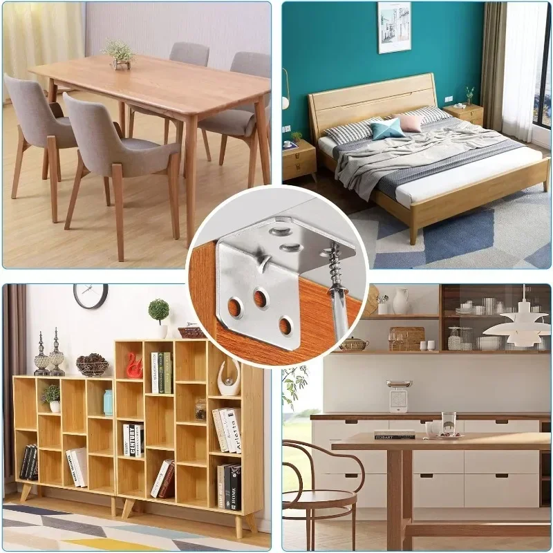 Stainless Steel Corner Brackets 90 Degree Right Angle Fixed Connectors Furniture Bookshelf Cabinet Corner Code L Shaped Bracket