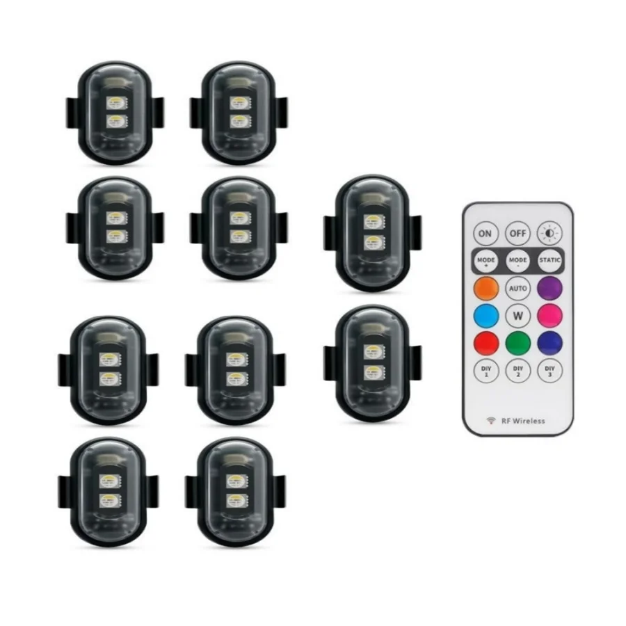 LED Lights With Remote Control 8 Colors USB LED Lights For Car Motorcycle Drone Aircraft Bike Truck Accessories For Men 1