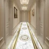 Luxury Golden Corridor Carpet Hotel Hallway Runner Decoration Rugs Living Room Aisle Customizable Non-slip Washable Floor Mat 1