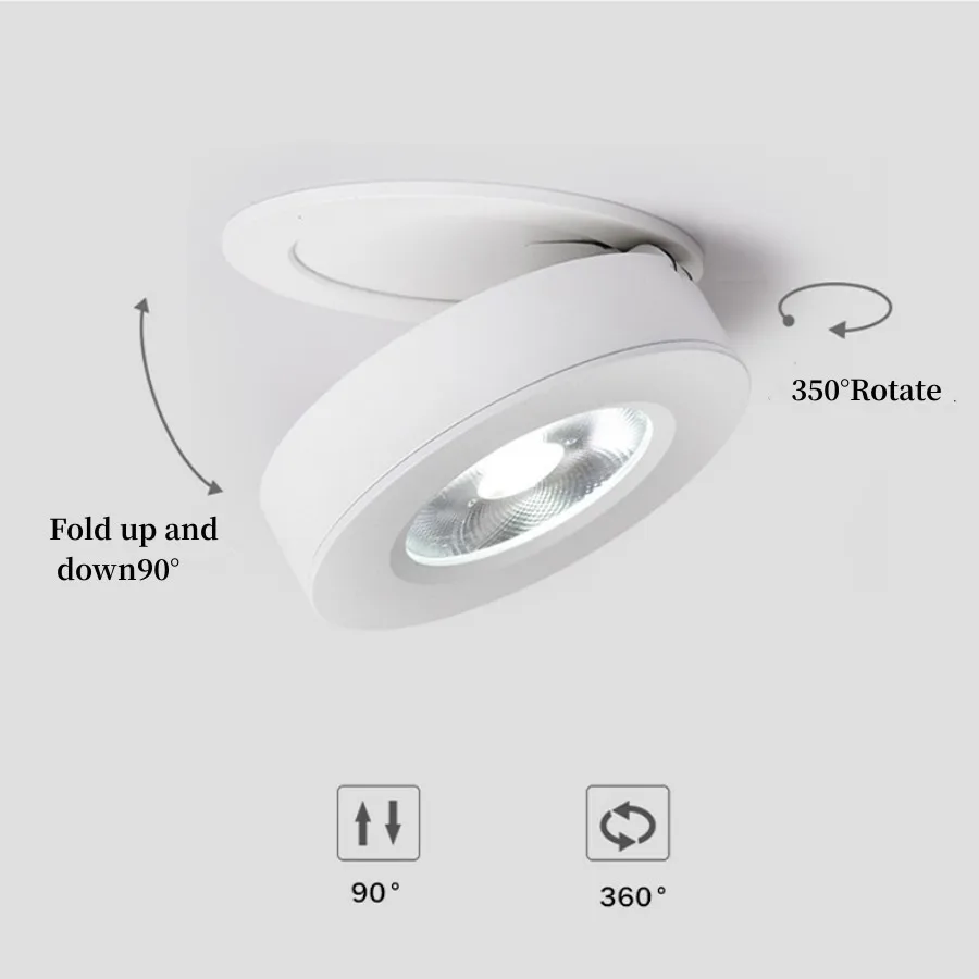 LED Embedded Down light Spotlight Fold 90&deg; Up And Down Rotate About 350&deg; 5W 10W 18W COB Background Lamp 85-265V Interior lightin led downlight recessed ceiling spotlight ceiling lamps