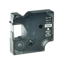 Black on White Dymo D1 Label Tape, Various Widths - 12mm (White on Black)