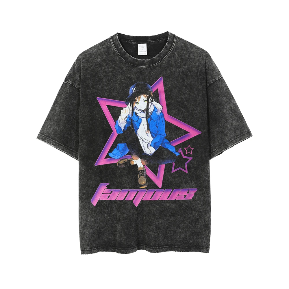 

Hip Hop T Shirt Streetwear Vintage Japanese Cartoon Anime Girl Graphic Print Cotton Tees 2022 Mens Harajuku Short Sleeve Tshirts