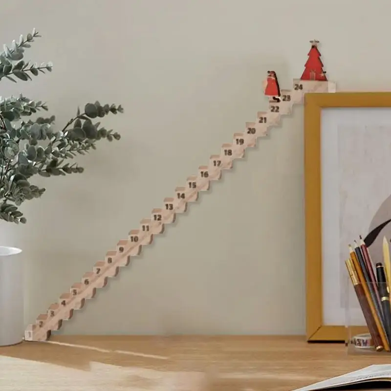 Creative Santa Claus Countdown Calendar Wood Stairs Climbing Santa Christmas Advent Calendar Wooden xmas Countdown Decorations