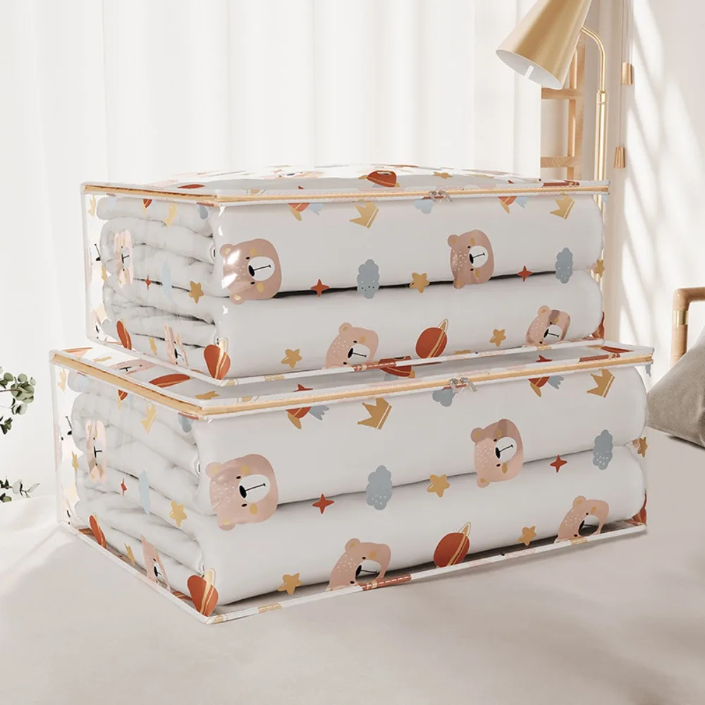 Large Capacity Household Clothes Organizer Dustproof Waterproof Transparent Quilt Bag New Printed Three-Dimensional Storage Bag