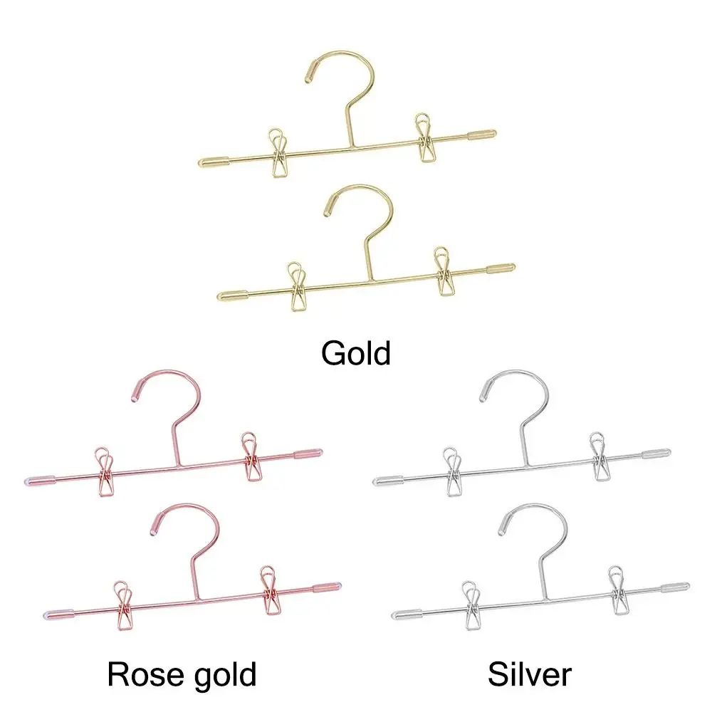 5PCS Gold Silver Doll Clothes Hangers Doll Accessories 75mm/120mm Miniature Hanger Mini Wardrobe Metal Mini Trouser Sock Clips
