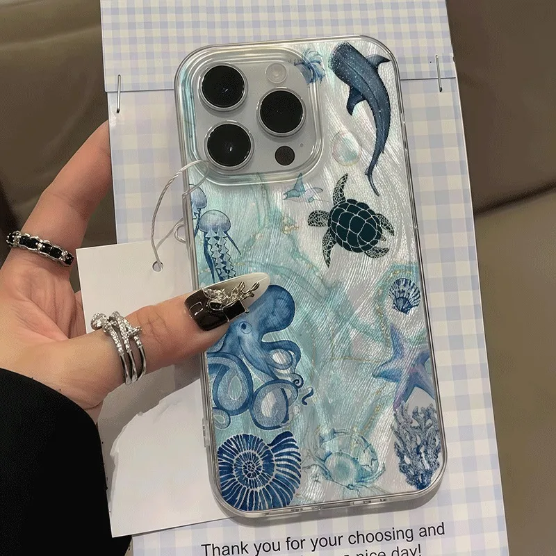 Marine Life Pattern Art Cool Clear Phone Case