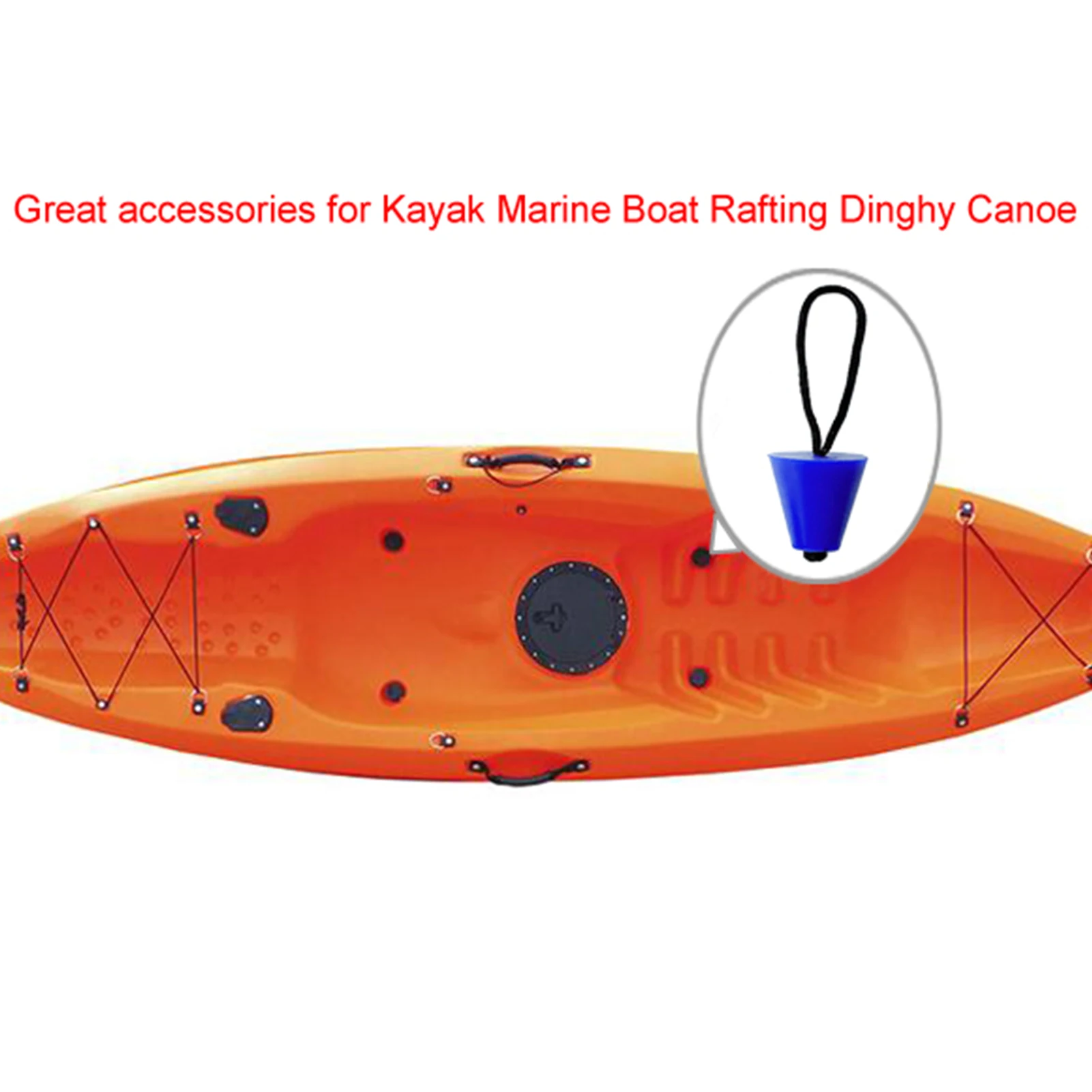 kayak Canoe Marine Boat Dinghy scupper plug Drain Holes Stopper Kit with  Cord Rope Replacement with Lanyard 4 Colors Available
