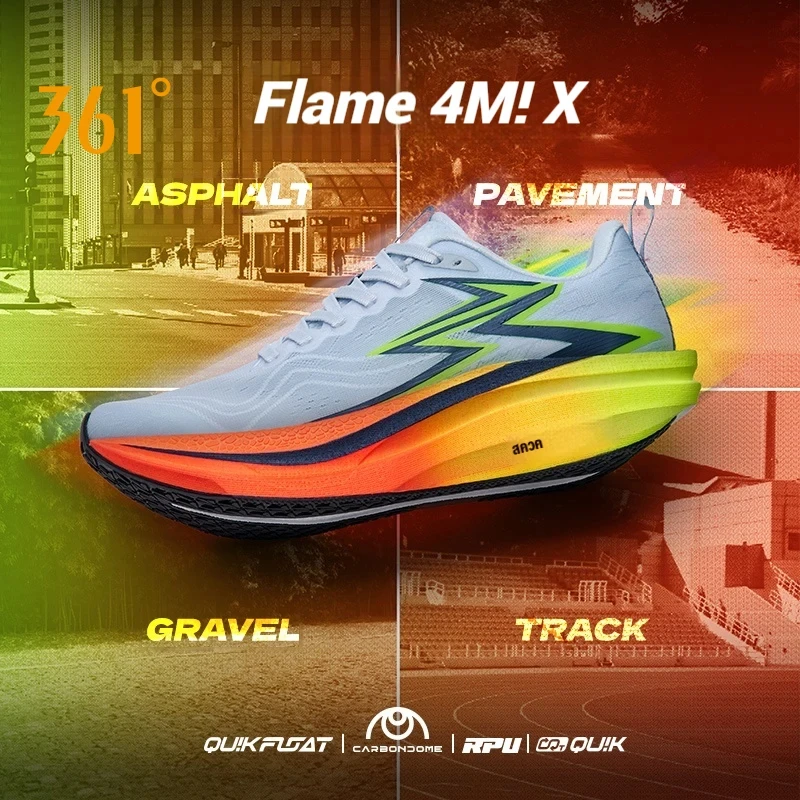 361 Degrees Flame 4.0 MIX Men Running Shoes Carbon Plate