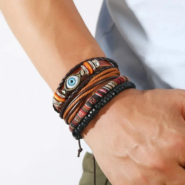 Punk Rock Vintage Wide Leather Cuff Wrap Bracelets Mens Bangles Leather Bracelet For Men Women Jewelry Accessories Price In UAE | Amazon UAE