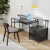 Computer Desk 59" with File Drawer, Gaming Desk with LED & Power Outlets, Home Office Desk with File Cabinet & Storage Shelves 2