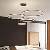 Modern Ring Pendant Lights Chandelier Home Lighting Brushed Circle Ceiling Mounted Hanging Lighting Suspension Lamp Gold Black 1