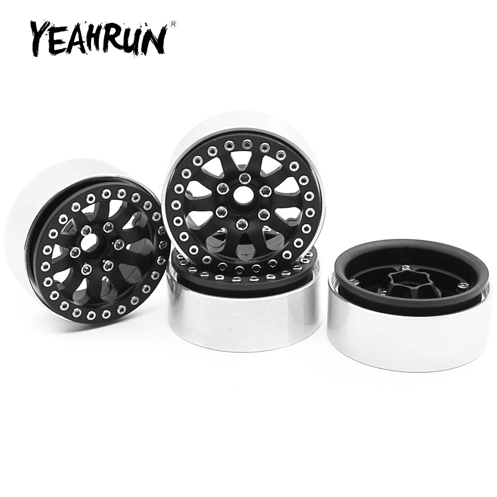 

YEAHRUN 4Pcs Aluminum Alloy 1.9inch Beadlock Wheel Rims Hubs for Axial SCX10 TRX-4 CC01 D90 D110 1/10 RC Crawler Car Model Parts