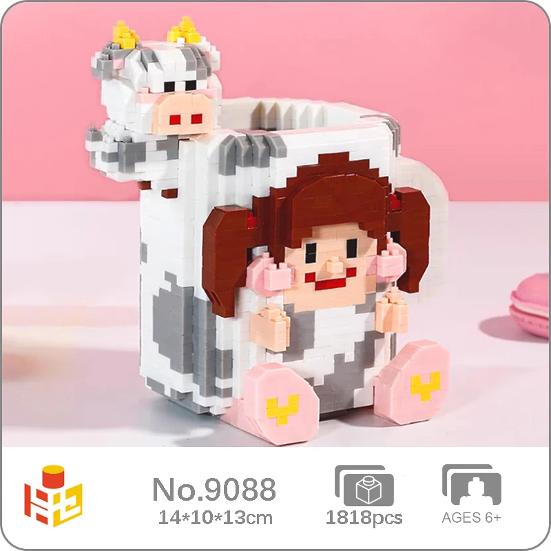 

PN 9088 кружка для питья, молока, чая, кружка для коровы, девушки, питомца, контейнер для ручек с животными, «сделай сам», мини-алмазные блоки, кирпичи, игрушки для детей, без коробки