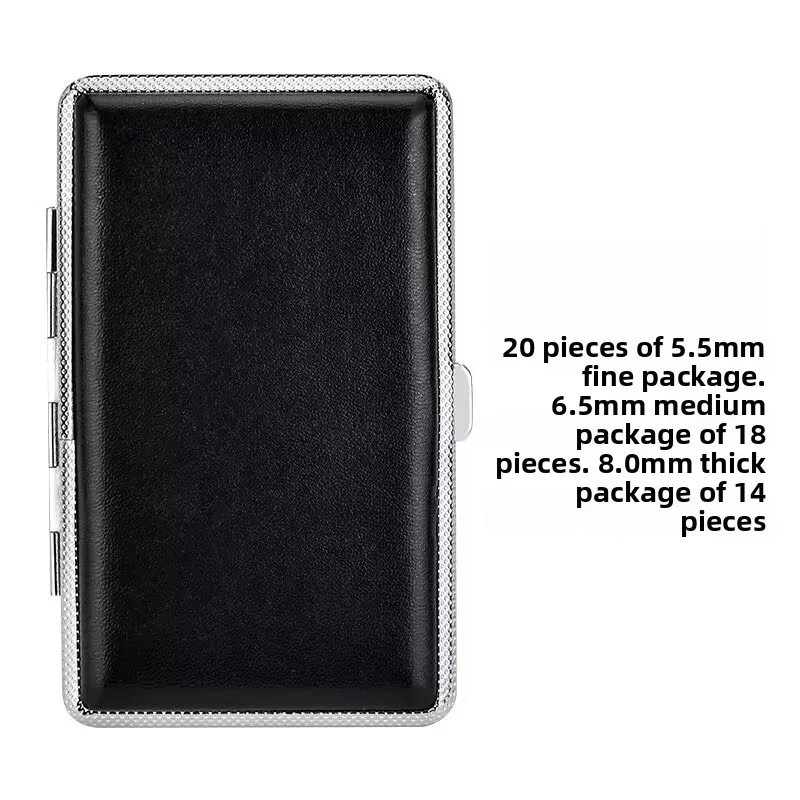 Ultra-Thin PU Leather Cigarette Storage Box - 20 Cigarette Capacity, 10cm Length
