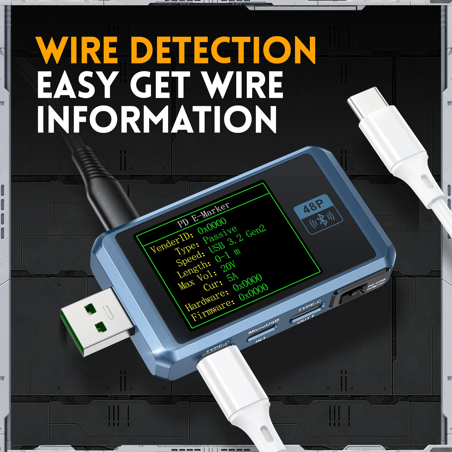 FNIRSI FNB48P USB 테스터 전압계 전류계 TYPE-C 고속 충전 감지 트리거 용량 리플 측정 CNC 금속 쉘 포함