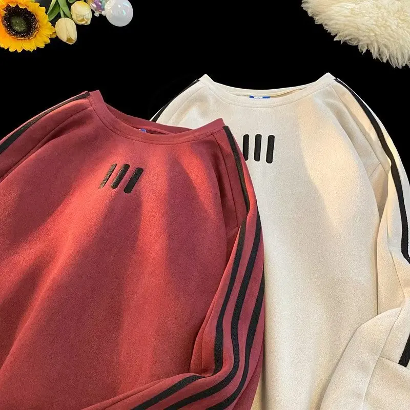 

Round Neck Long Sleeves Hoodies Y2k Men's Sweatshirt Retro Trendy Brand Coat Hooded Shirt Sweatshirts Men Harajuku Cute Pullover