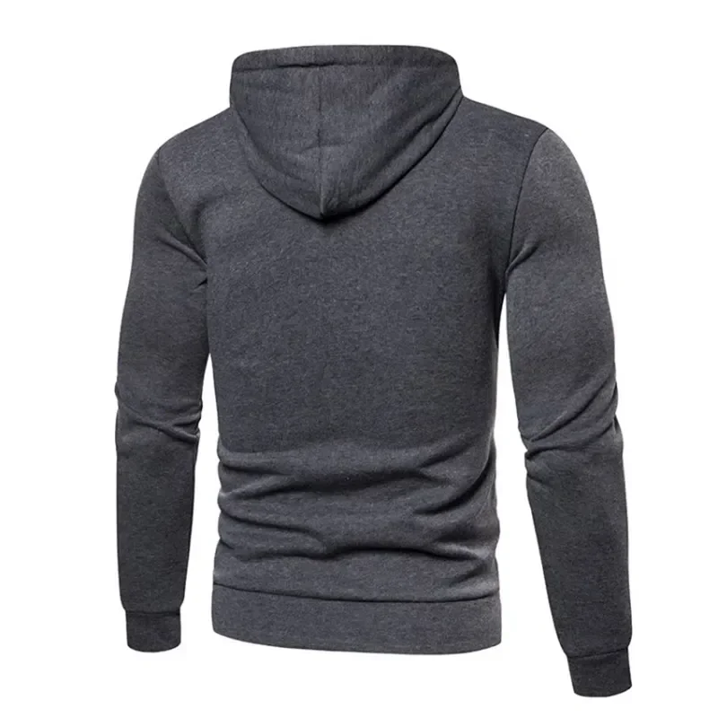 Man wearing hoodie and pants jogging suit in casual spring/fall streetwear style back 2
