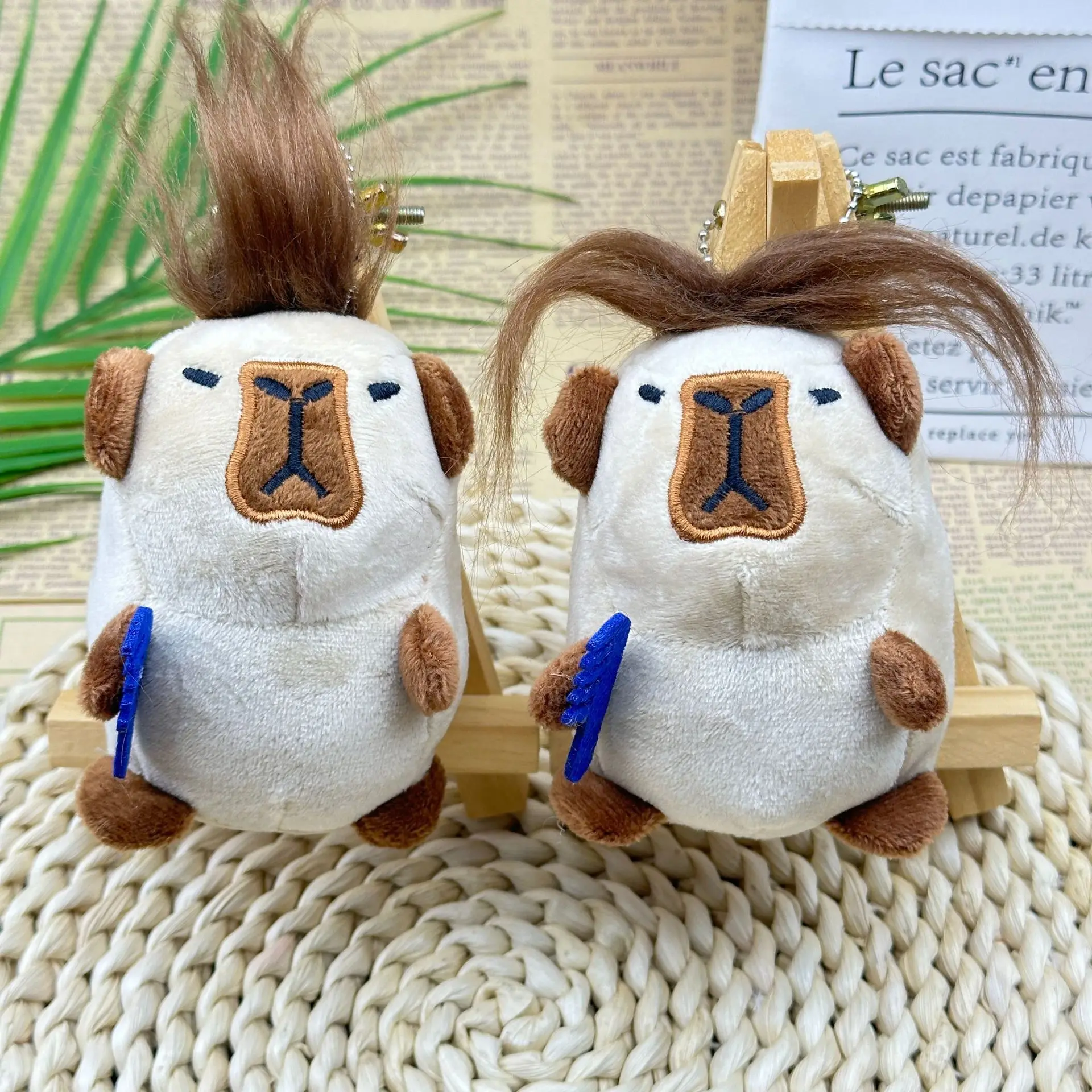 Creative Cute Stuffed Capybara Keychain Long-haired Capybara Doll Pendant Capybara Worm Doll Pendant Keychain Plush Toy