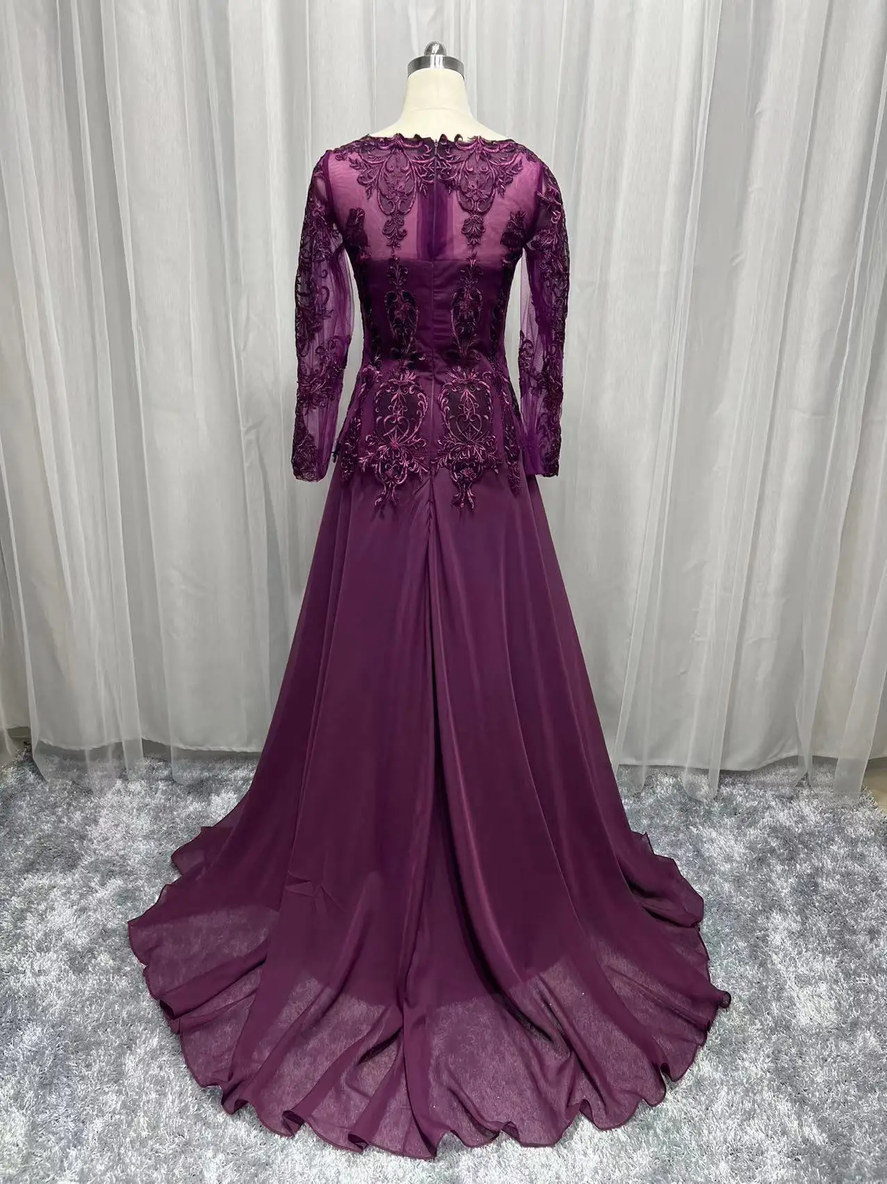 2022 Charming Purple2022 Plus Size Lace Appliques Chiffon Mother